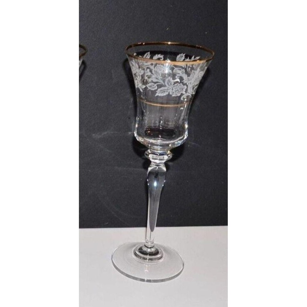 Vtg Mikasa Antique Lace Wine Glass Crystal Floral Formal dining